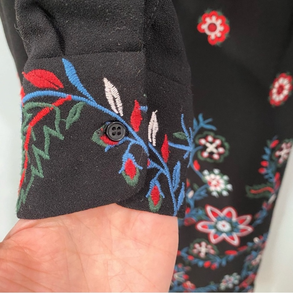 Zara Midi Floral Runways Fav Embroidered Long Sleeves Black Dress M - Picture 12 of 13